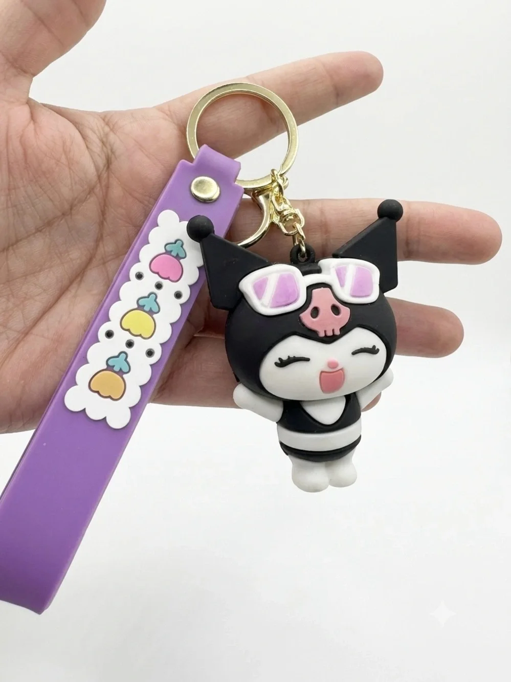 Kuromi Sanrio Keychain Anime Rubber Figure Keyring Backpack Charm Gift